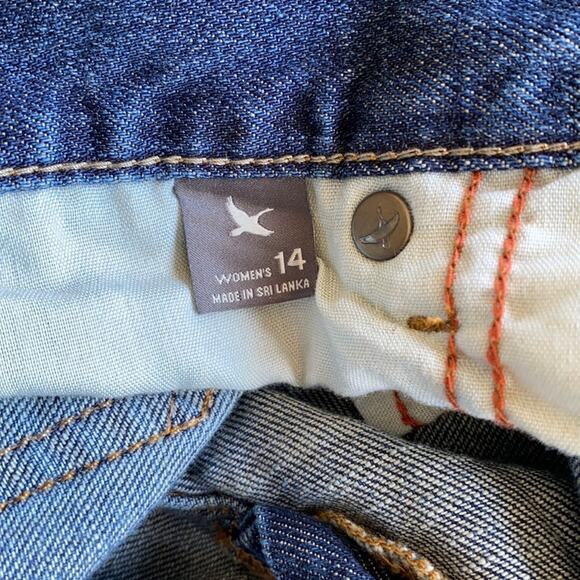 Eddie Bauer Women Dark Wash Denim Boyfriend Relaxed Distressed Patched Jeans 14 - Picture 10 of 11